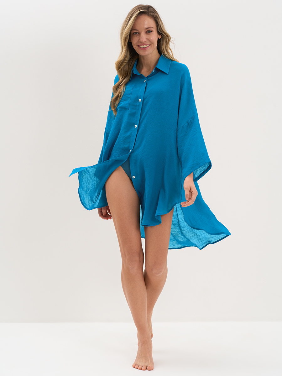 Si 0612K VISCOSA Туника пляжная жен.(на пуговицах) удлиненная