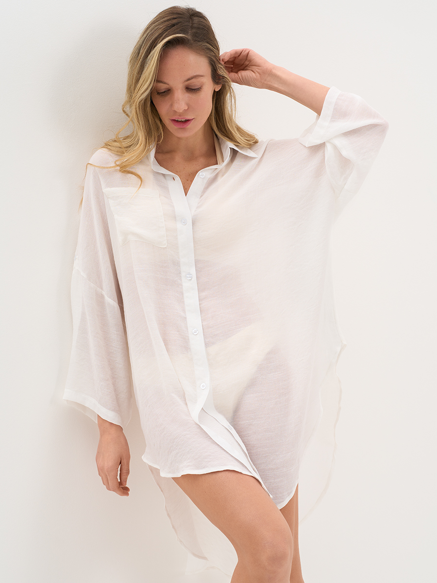 Si 0612K VISCOSA Туника пляжная жен.(на пуговицах) удлиненная