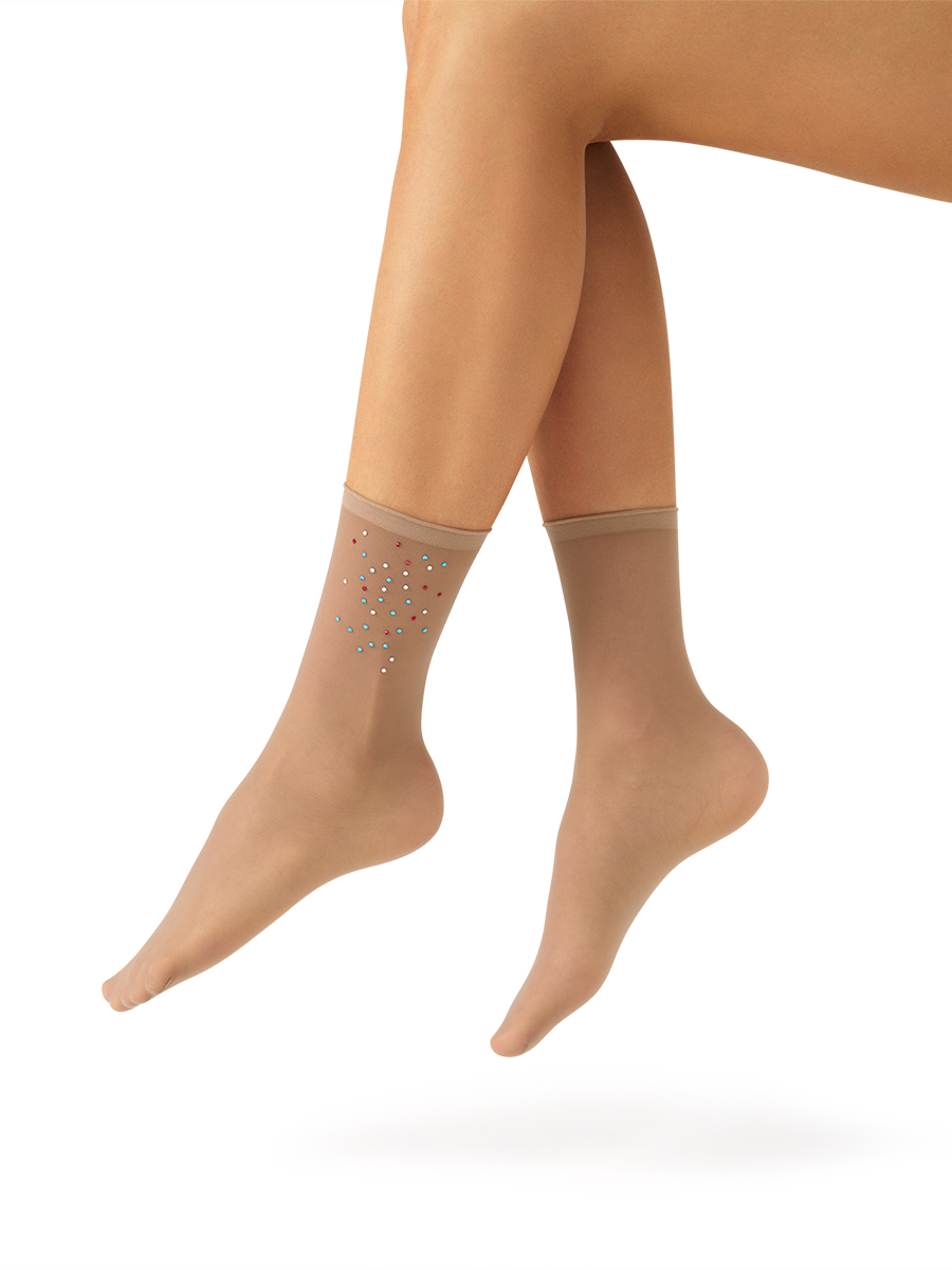 calz. GLAM носки (эффект тюля с принтом стразы)