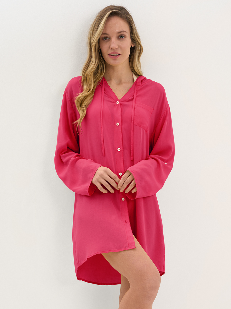 Si 0610K VISCOSA Туника пляжная жен.(с капюшоном) укороченная