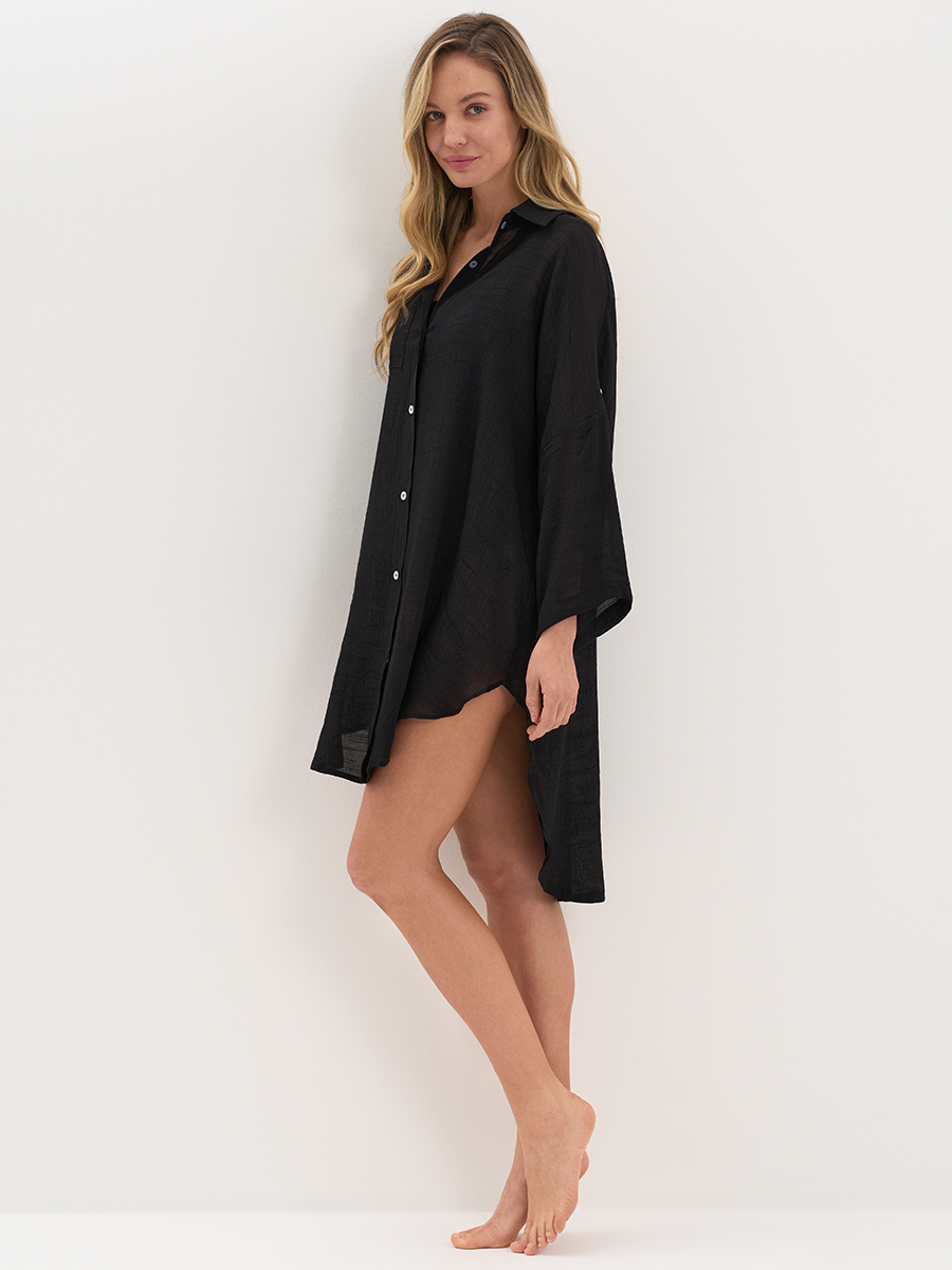 Si 0612K VISCOSA Туника пляжная жен.(на пуговицах) удлиненная